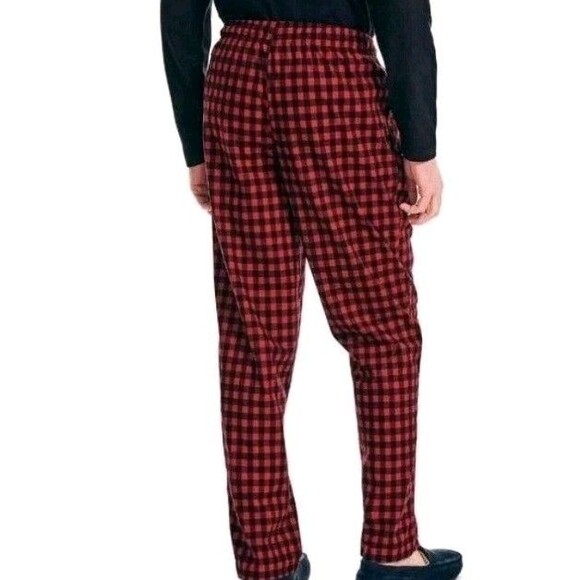 Nautica Fleece Pajama Pants Men's Size XL Red Navy Plaid Lounge Drawstring Soft - Picture 4 of 6